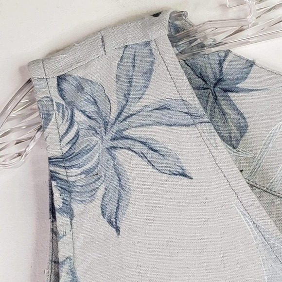 Vintage Jacque-E 100% Linen Maxi Dress Lagenlook Size Medium Blue Floral Resort - Picture 7 of 11